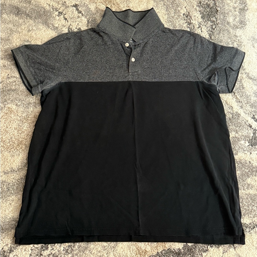 Two-Tone Polo Shirt in Black and Gray